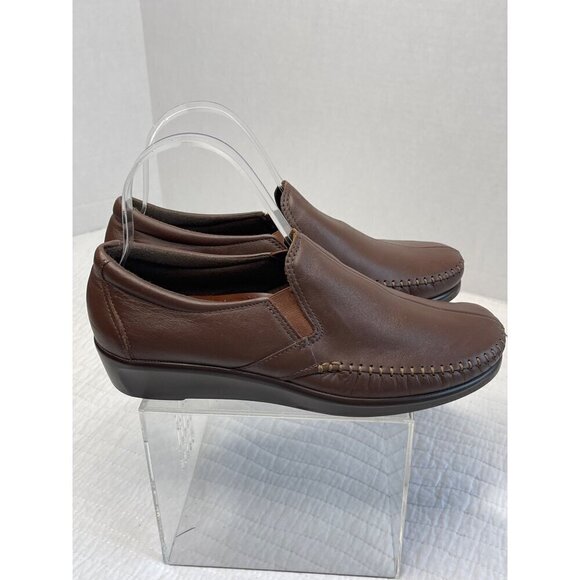 SAS Womens Tripad Comfort Leather Slip-On Casual Shoes 7.5W Brown - Picture 3 of 10